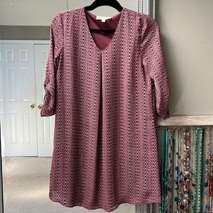 Pink Rose 3/4 sleeve dress or long top size small